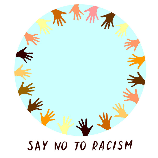 Irkçılığa hayır deyin. Irkçılık karşıtı, ırksal eşitsizliği ve devrimci tasarımı protesto eden bir poster.. - Vektör, Görsel