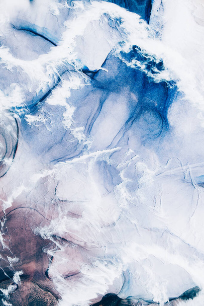 marble texture background acrylic ink blue white - Φωτογραφία, εικόνα