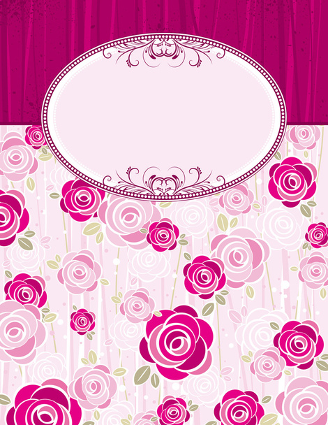 pink valentine background with roses, vector - Vector, imagen