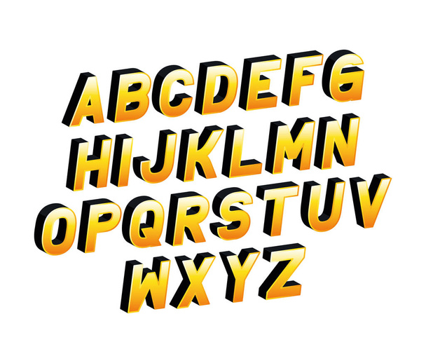 isolated yellow gradient alphabet lettering vector design - Vector, Image