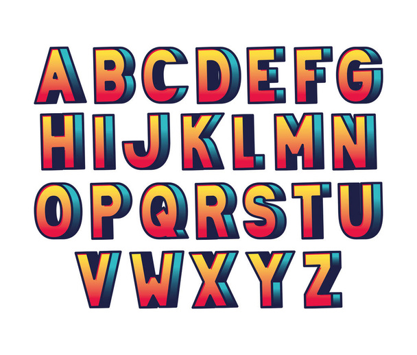 isolated gradient alphabet lettering vector design - Vector, Image