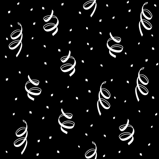 Seamless black and white pattern with confetti - Vector, Image