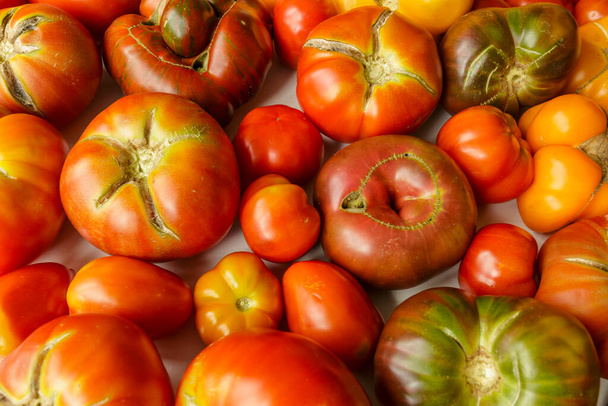 Verschillende verse biologische tomaten - Foto, afbeelding