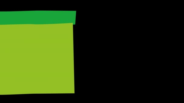 Zielony kolorowy kwadrat, który pojawia się po lewej stronie przezroczystego arkusza, a następnie znika - Materiał filmowy, wideo