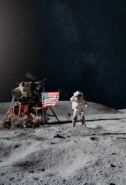 Man on the moon. Astronaut on lunar (moon) landing mission. Elements of this image furnished by NASA. - Foto, immagini