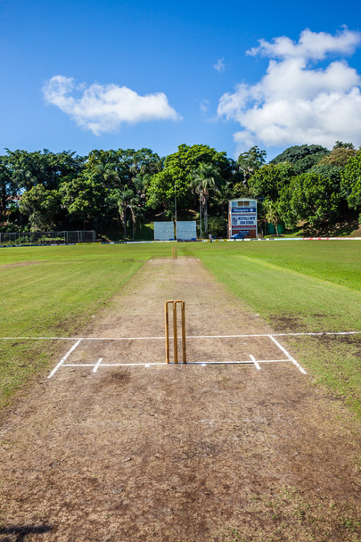 Cricket worp wickets sportveld - Foto, afbeelding