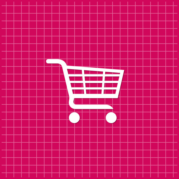 Red banner with shopping cart icon. Vector illustration - Vetor, Imagem