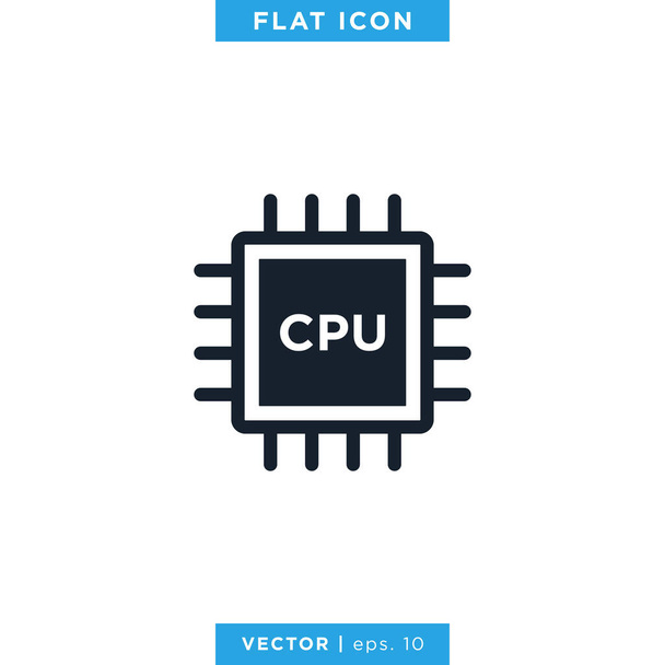 CPU (központi feldolgozóegység) ikonvektor tervezési sablonja. Feldolgozói ikon. - Vektor, kép