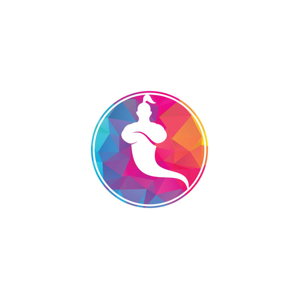 Genie Logo Design. Magic Fantasy dzsinn koncepció logó. - Vektor, kép