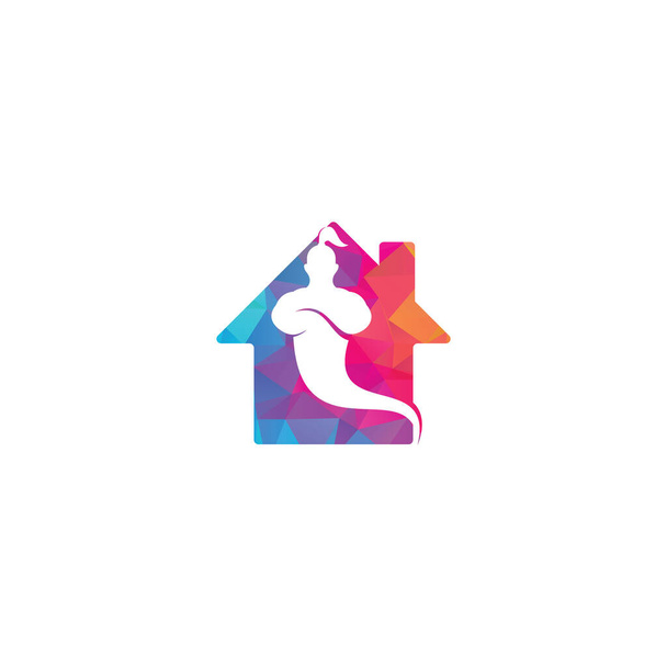 Genie home shape koncepció Logo Design. Magic Fantasy dzsinn koncepció logó. - Vektor, kép