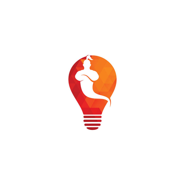 Genie Glühbirnenform Konzept Logo Design. Magische Fantasie Genie Konzept Logo. - Vektor, Bild