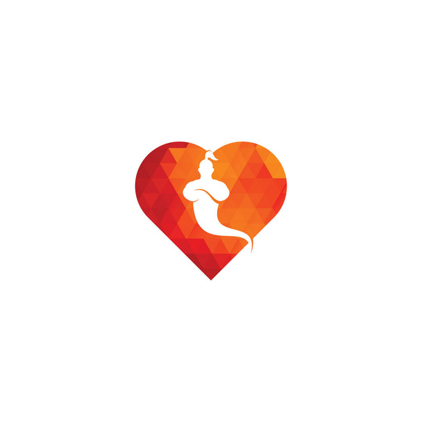 Genie coração forma conceito Logo Design. Fantasia mágica genie conceito logotipo. - Vetor, Imagem