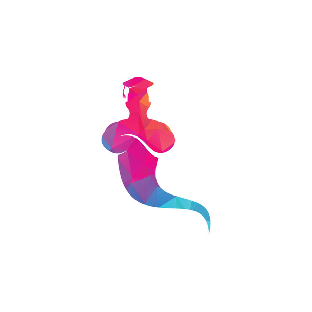 Logo Graduate Genie. Genie Logo Design. Magic Fantasy genie concept logo. - Vettoriali, immagini