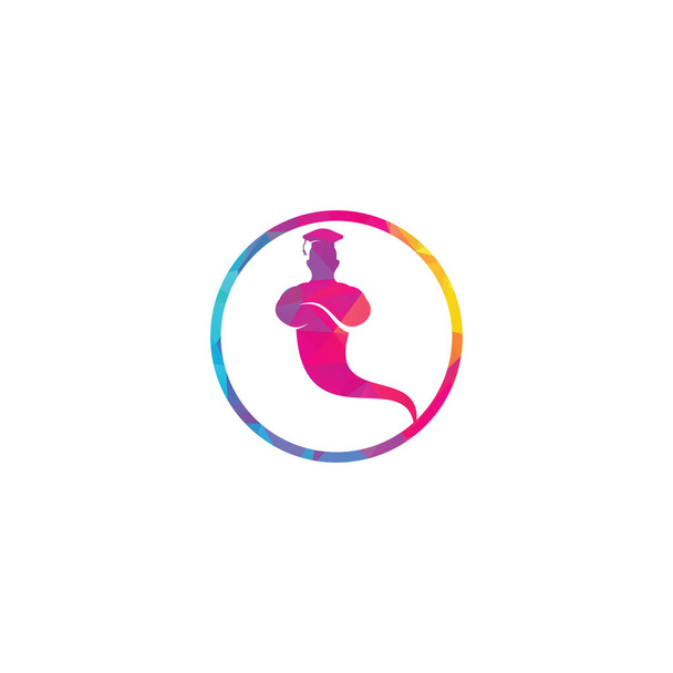 Graduate Genie logo. Genie Logo Design. Magic Fantasy genie concept logo. - Vector, Image