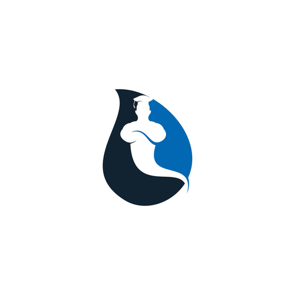 Végzős Genie csepp alakú koncepció logó. Genie Logo Design. Magic Fantasy dzsinn koncepció logó. - Vektor, kép