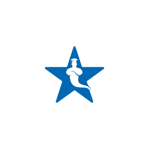 Végzős Genie csillag alakú koncepció logó. Genie Logo Design. Magic Fantasy dzsinn koncepció logó. - Vektor, kép