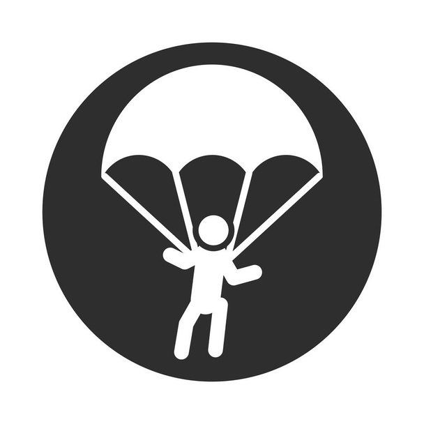 extreme sport paraglider active lifestyle block and flat icon - Вектор,изображение