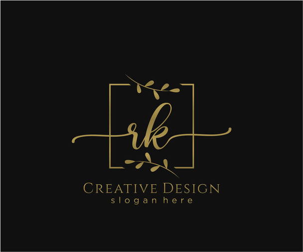 RK Diseño inicial del logotipo de la escritura a mano. Logo para moda, fotografía, boda, belleza, business comp - Vector, imagen