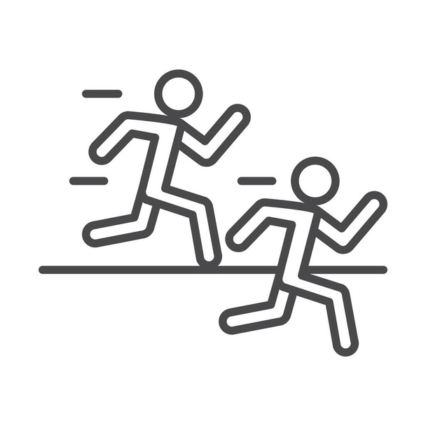 correr velocidad deporte carrera personas maratón práctica línea icono diseño - Vector, Imagen