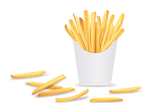 Franse frietjes in box template ontwerp. geïsoleerd op witte achtergrond Eps 10 vector illustratie - Vector, afbeelding