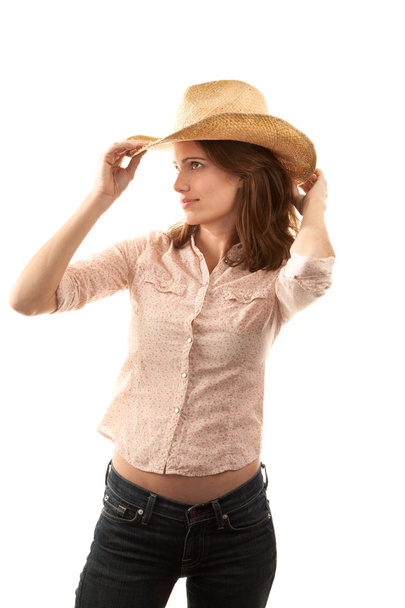 Pretty woman with cowboy hat - Fotografie, Obrázek