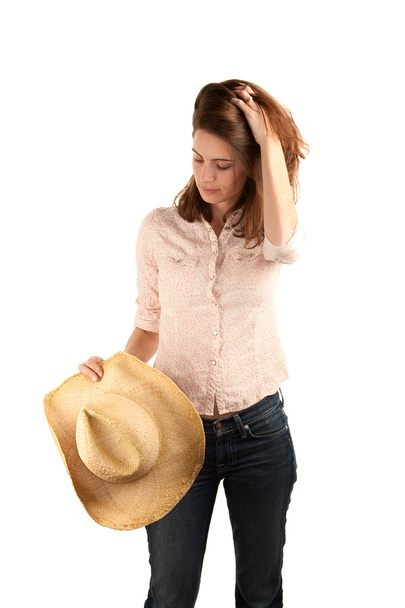 Pretty woman with cowboy hat - Fotó, kép