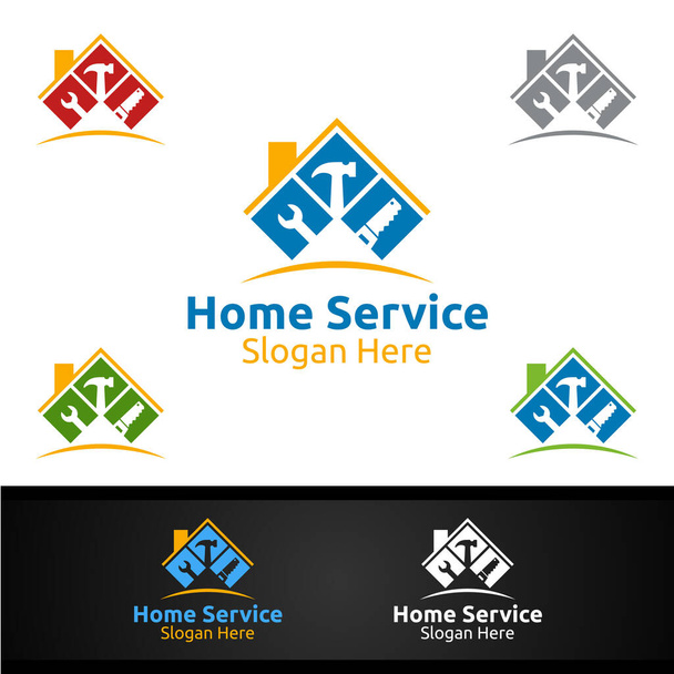 Gayrimenkul ve Tamir Ev Onarım Hizmetleri Logosu Tasarımı - Vektör, Görsel