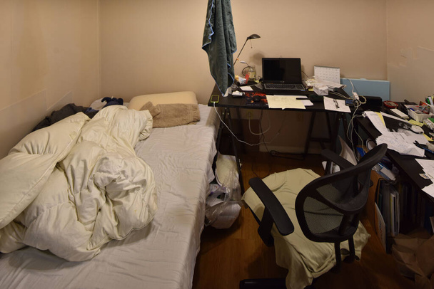 rommelige kamer van afgestudeerde internationale student - Foto, afbeelding