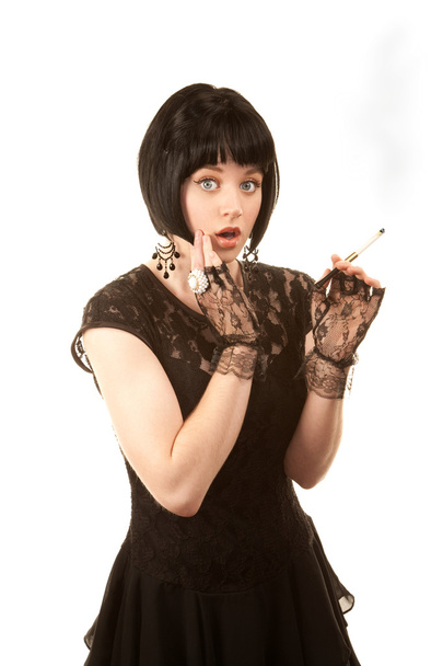 Retro woman with black hair - Фото, зображення