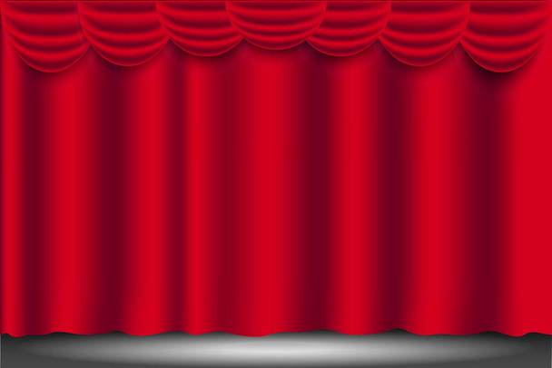 Tenda rossa per il palco. Sfondo vettoriale in velluto teatrale. Sfondo lussuoso da tessuto. Foto stock. - Vettoriali, immagini