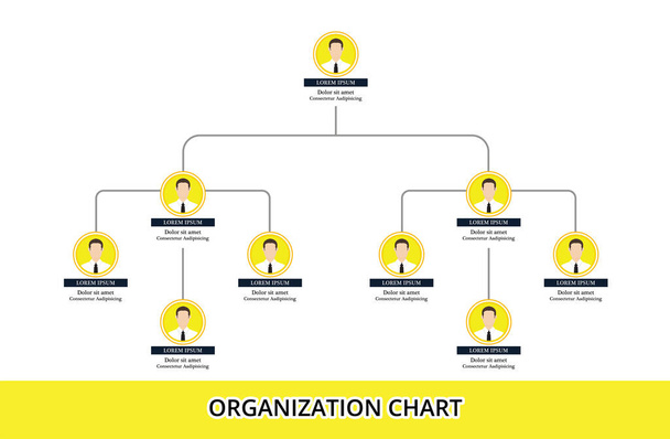 組織図人々のアイコンと概要ライン、ビジネス構造を持つインフォグラフィック. - ベクター画像