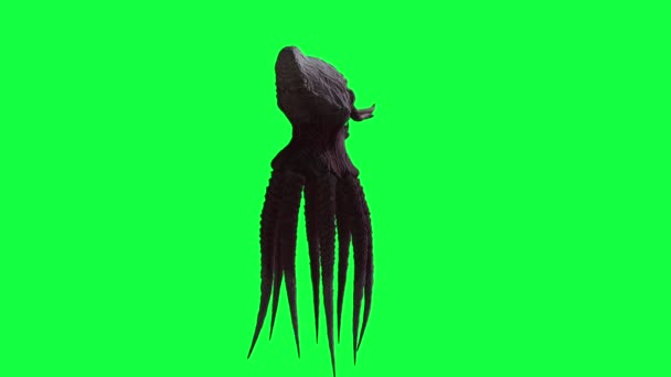 3D animation του Monster Octopus στην πράσινη οθόνη - Πλάνα, βίντεο