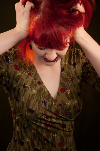 Punky Girl with Red Hair - Фото, зображення