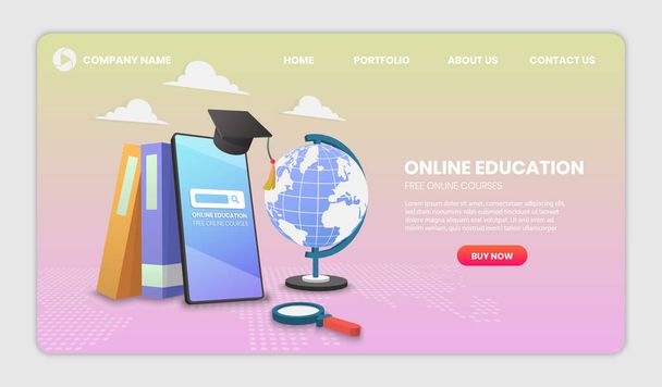 Digital Online Education Application Learning.Moderne Konzepte zur Vektorillustration für Website und mobile Website. - Vektor, Bild