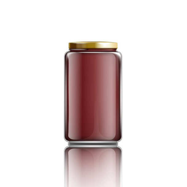 Glass unlabeled jam full jar realistic vector mockup illustration isolated. - ベクター画像