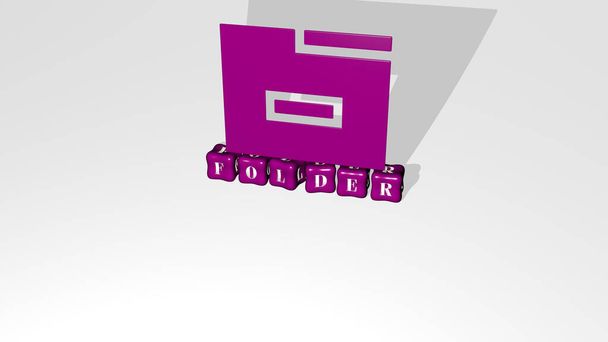 DOSSIER icône 3D objet sur le texte des lettres cubes illustration 3D pour les entreprises et de fond - Photo, image