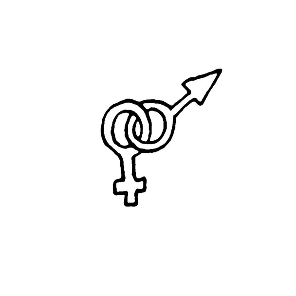 Feminino e masculino símbolos de gênero mão desenhada esboço doodle ícone. Conceito de diversidade de gênero e sexo ilustração de esboço simples para impressão, web, mobile e infográficos isolados em fundo branco
. - Foto, Imagem