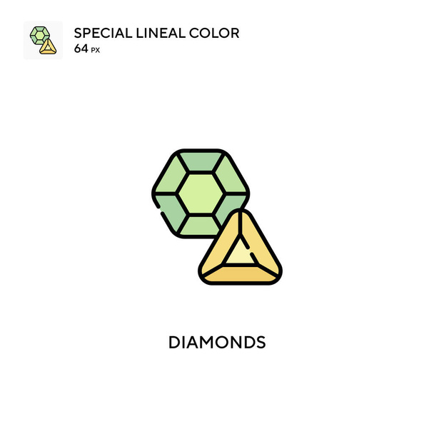 Gyémántok különleges lineáris szín vektor ikon. Gyémánt ikonok az üzleti projektjéhez - Vektor, kép