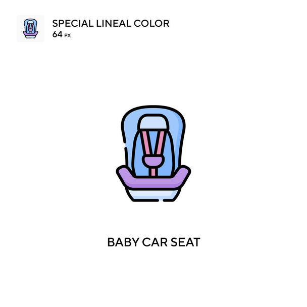 Baby car seat special lineal color vector icon. Baby car seat icons for your business project - Vector, Image