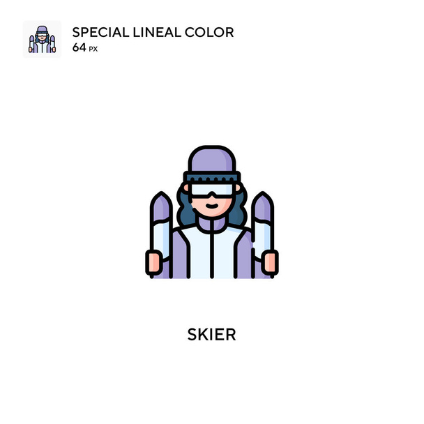 Skier Specjalna ikona wektora koloru linii. Lepsze ikony dla Twojego projektu biznesowego - Wektor, obraz