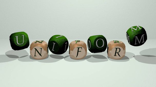 uniform dancing cubic letters - 3D illustration for background and white - Photo, Image