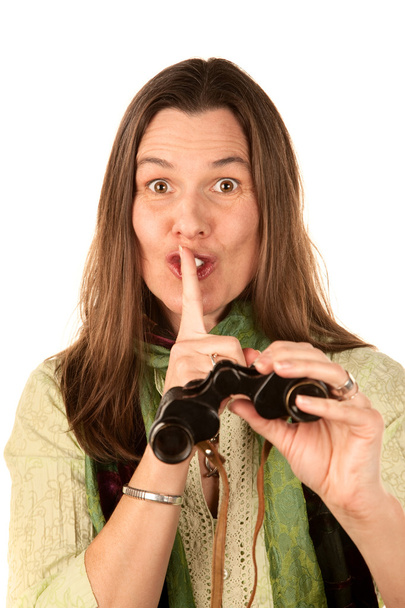 Woman using binoculars - Fotó, kép