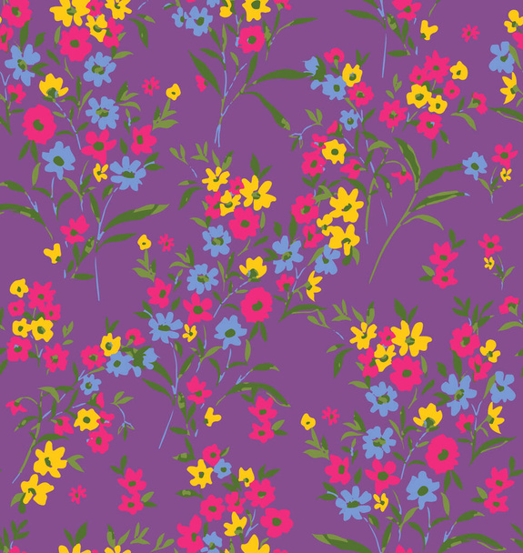 Sweet Ditsy Florals and Leaves Small Flowers Seamless Patent Trendy Elegant Colors Perfect for Fashion and Wrapping Paper Print - Фото, изображение