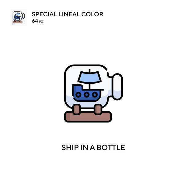 Schiff in einer Flasche spezielle lineare Farbvektorsymbol. Flaschensymbole für Ihr Geschäftsprojekt - Vektor, Bild