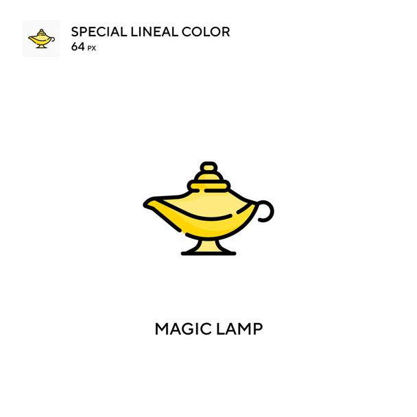 Magiczna lampa Specjalna liniowa ikona wektora koloru. Magiczne ikony lampy dla Twojego projektu biznesowego - Wektor, obraz