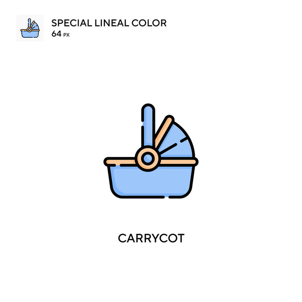 キャリーコット特殊線型カラーベクトルアイコン。ビジネスプロジェクトのキャリコットアイコン - ベクター画像