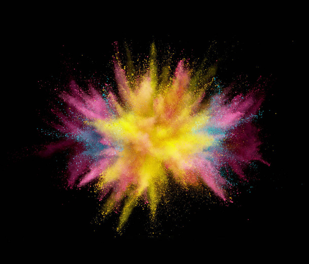 Colorful powder explosion isolated on black background, abstract background - Φωτογραφία, εικόνα