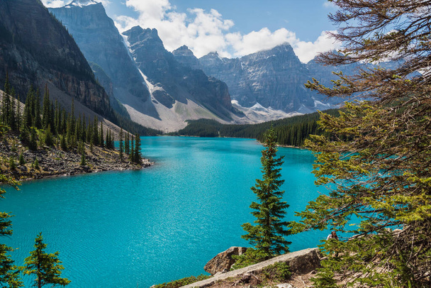 majestic natural scenery with emerald lake in alberta, canada - Foto, Bild