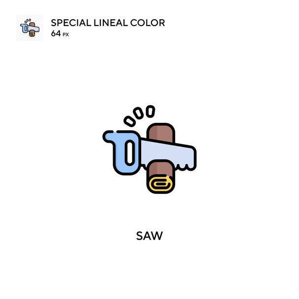 Scie Spécial lineal icône vectorielle de couleur. Icônes de scie pour votre projet d'entreprise - Vecteur, image
