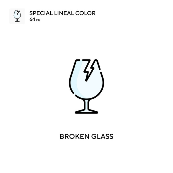 壊れたガラスの特殊線型カラーベクトルアイコン。あなたのビジネスプロジェクトのための壊れたガラスのアイコン - ベクター画像